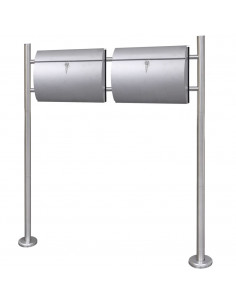 Casetta della Posta Doppia con Supporto in Acciaio Inox 2