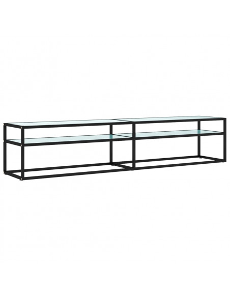 Mobile Porta TV Marmo Bianco 200x40x40,5 cm in Vetro Temperato