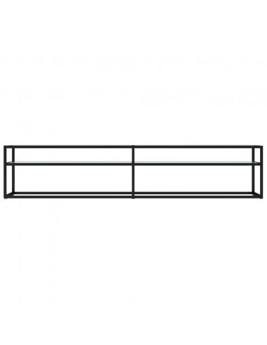 Mobile Porta TV Marmo Bianco 200x40x40,5 cm in Vetro Temperato