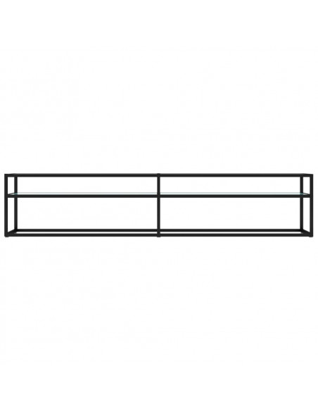 Mobile Porta TV Marmo Bianco 200x40x40,5 cm in Vetro Temperato