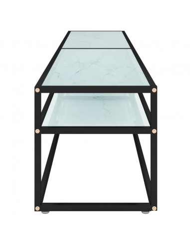 Mobile Porta TV Marmo Bianco 200x40x40,5 cm in Vetro Temperato