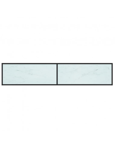 Mobile Porta TV Marmo Bianco 200x40x40,5 cm in Vetro Temperato