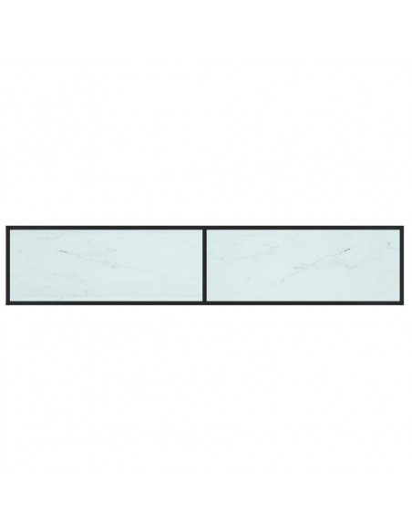 Mobile Porta TV Marmo Bianco 200x40x40,5 cm in Vetro Temperato
