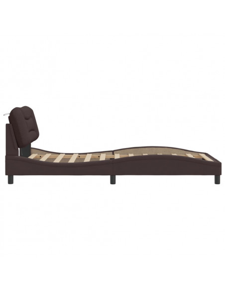 Giroletto con Luci LED Marrone Scuro 100x200 cm in Tessuto