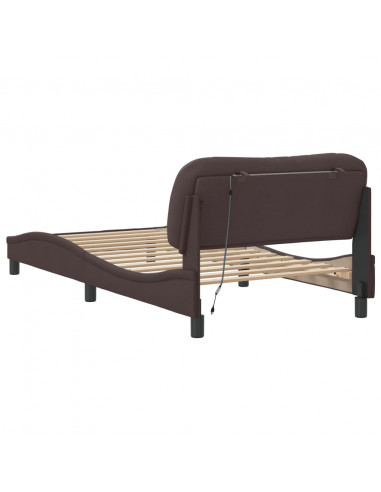 Giroletto con Luci LED Marrone Scuro 100x200 cm in Tessuto