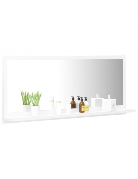 Specchio da Bagno Bianco 90x10,5x37 cm in Legno Multistrato