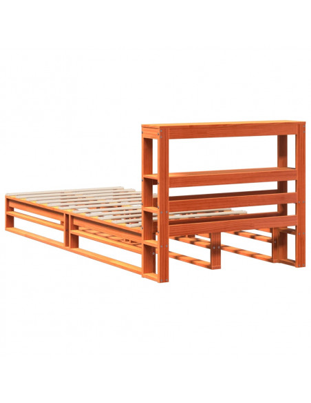 Giroletto con Testiera Marrone Cera 75x190 cm Massello Pino