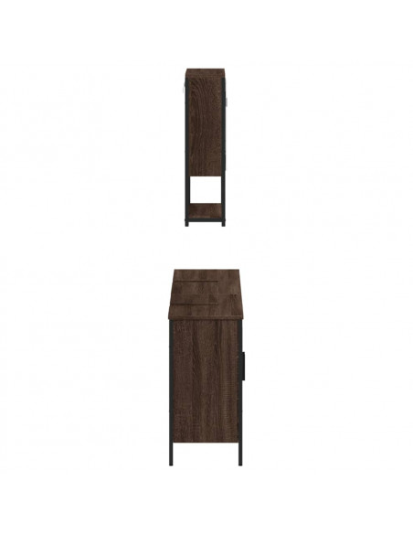 Set Mobili da Bagno 3 pz Rovere Marrone in Legno Multistrato
