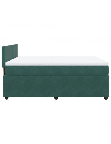 Giroletto a Molle con Materasso Verde Scuro 140x200 cm Velluto