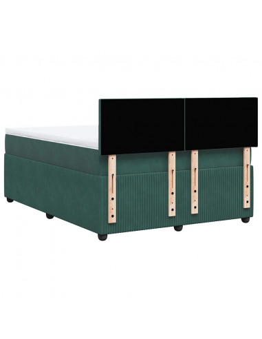 Giroletto a Molle con Materasso Verde Scuro 140x200 cm Velluto