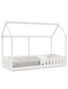 Giroletto Casetta Bambini Bianco 90x200 cm Legno Massello Pino 2