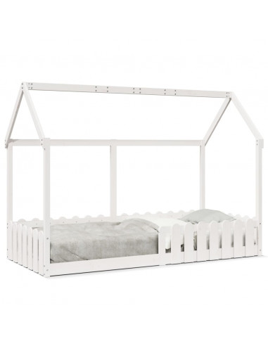 Giroletto Casetta Bambini Bianco 90x200 cm Legno Massello Pino