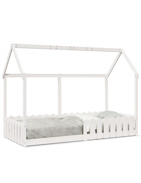 Giroletto Casetta Bambini Bianco 90x200 cm Legno Massello Pino