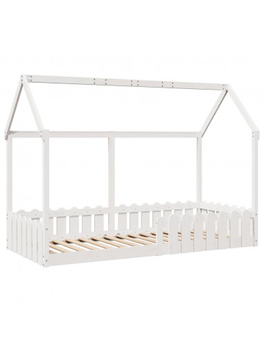 Giroletto Casetta Bambini Bianco 90x200 cm Legno Massello Pino