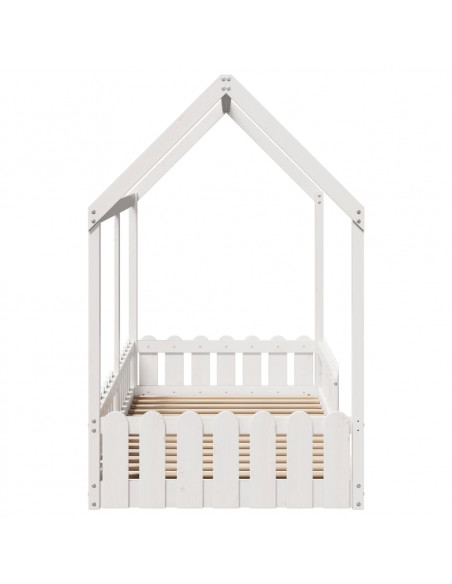 Giroletto Casetta Bambini Bianco 90x200 cm Legno Massello Pino