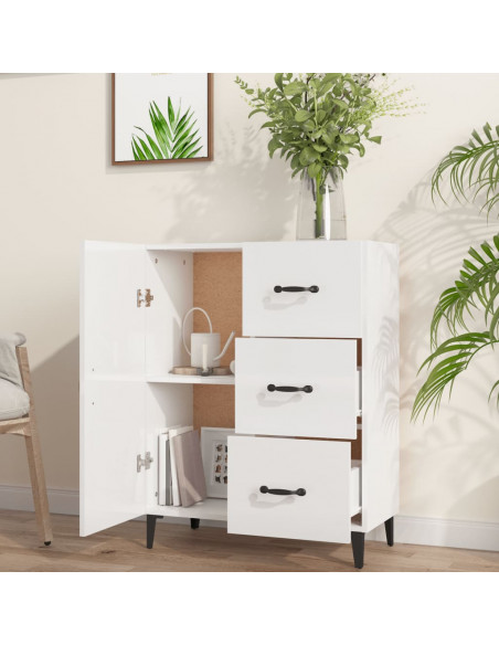 Credenza 69,5x34x90 cm in Legno Multistrato Bianco Lucido
