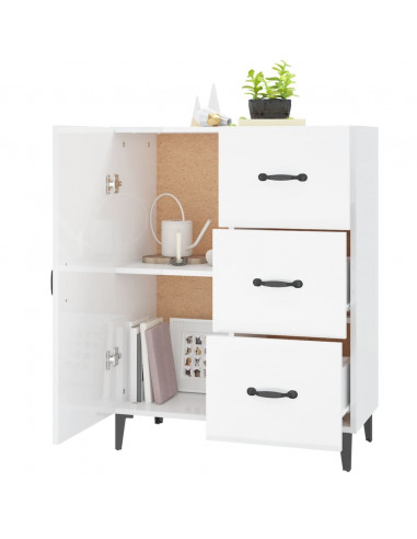 Credenza 69,5x34x90 cm in Legno Multistrato Bianco Lucido