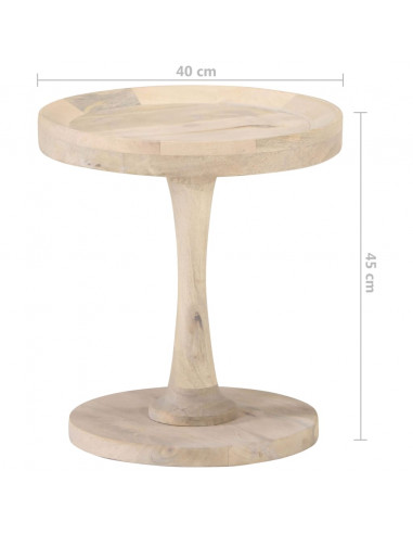 Tavolino di Servizio Ø40x45 cm in Legno Massello di Mango