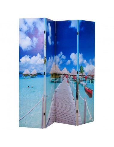 Paravento Pieghevole 160x170 cm con Stampa Spiaggia
