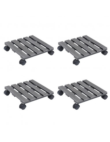 Carrelli Porta Piante 4 pz Grigi 30x7,5 cm WPC