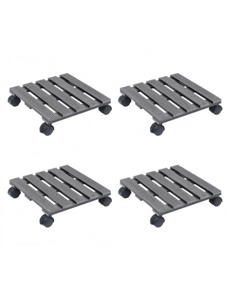 Carrelli Porta Piante 4 pz Grigi 30x7,5 cm WPC