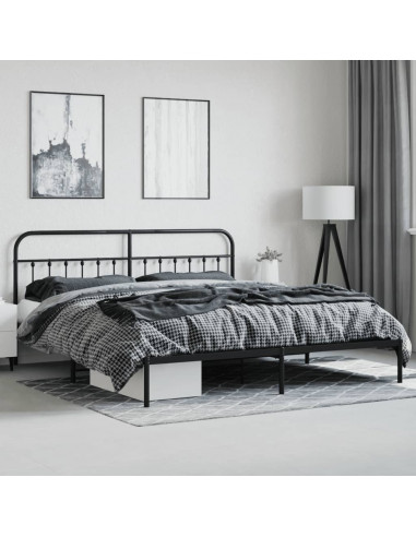 Giroletto con Testiera in Metallo Nero 193x203 cm