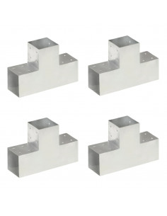 Connettori Pali a Forma di T 4 pz in Metallo Zincato 101x101 mm 2