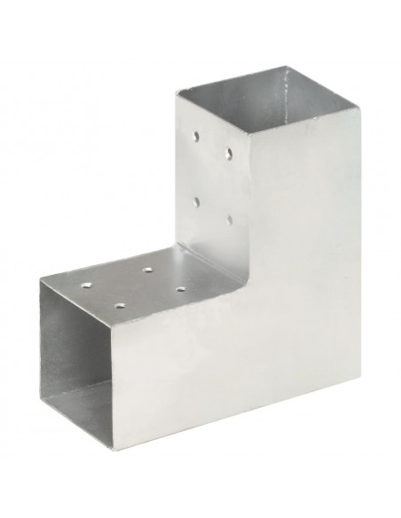 Connettori per Pali a Forma di L 4 pz Metallo Zincato 81x81 mm