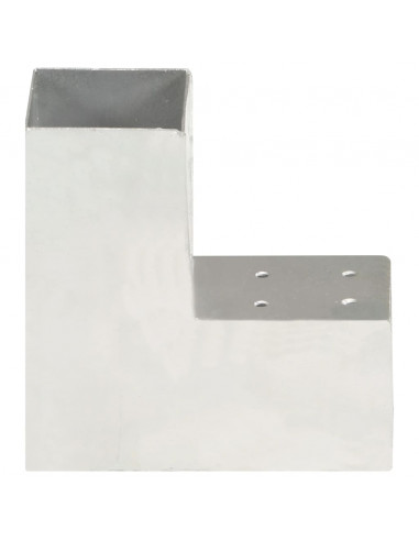 Connettori per Pali a Forma di L 4 pz Metallo Zincato 81x81 mm