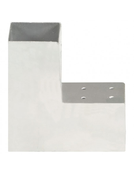 Connettori per Pali a Forma di L 4 pz Metallo Zincato 81x81 mm