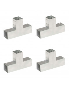 Connettori per Pali a Forma di T 4 pz Metallo Zincato 71x71 mm 2