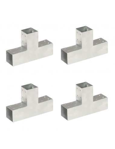 Connettori per Pali a Forma di T 4 pz Metallo Zincato 71x71 mm