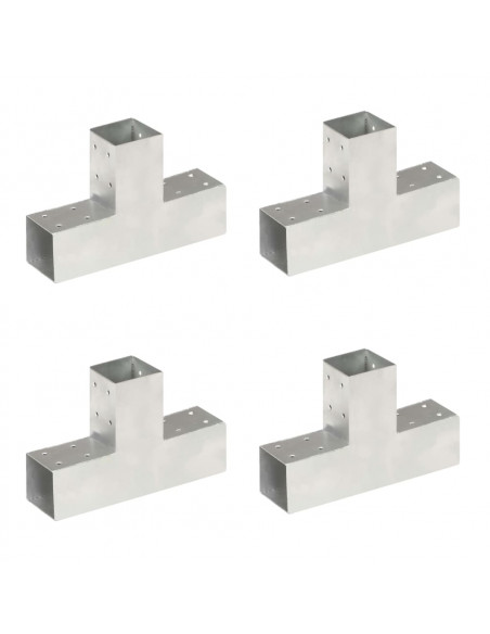 Connettori per Pali a Forma di T 4 pz Metallo Zincato 71x71 mm