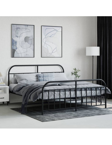 Giroletto con Testiera e Pediera Metallo Nero 183x213 cm