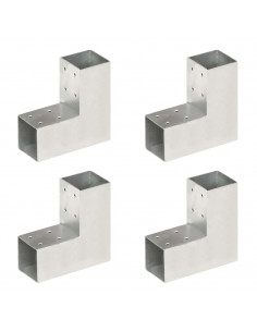 Connettori per Pali a Forma di L 4 pz Metallo Zincato 71x71 mm 2