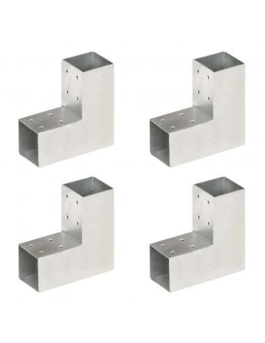 Connettori per Pali a Forma di L 4 pz Metallo Zincato 71x71 mm