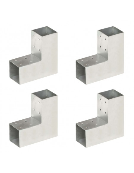 Connettori per Pali a Forma di L 4 pz Metallo Zincato 71x71 mm