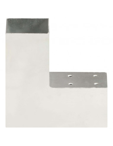 Connettori per Pali a Forma di L 4 pz Metallo Zincato 71x71 mm