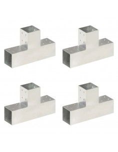 Connettori per Pali a Forma di T 4 pz Metallo Zincato 81x81 mm 2