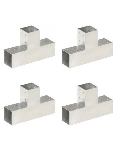 Connettori per Pali a Forma di T 4 pz Metallo Zincato 81x81 mm