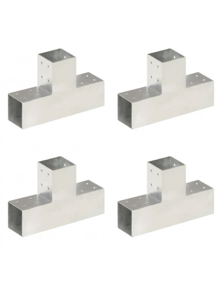 Connettori per Pali a Forma di T 4 pz Metallo Zincato 81x81 mm