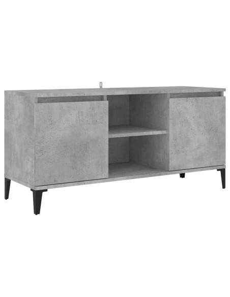 Mobile TV con Gambe in Metallo Grigio Cemento 103,5x35x50 cm