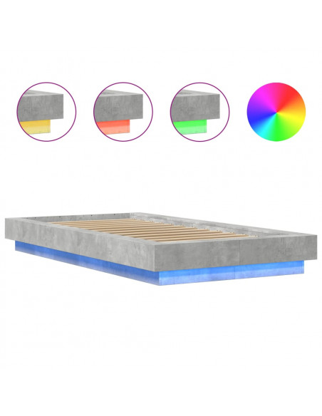 Giroletto Luci LED Grigio Cemento 90x190cm in Legno Multistrato