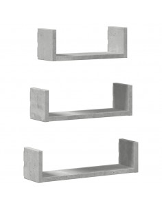 Mensole a Muro 3 pz Grigio Cemento in Truciolato 2
