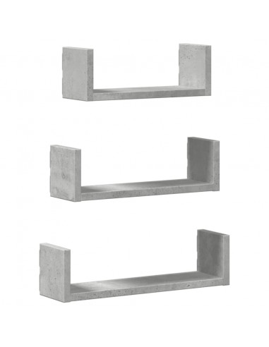 Mensole a Muro 3 pz Grigio Cemento in Truciolato