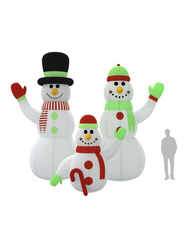 Famiglia Pupazzi di Neve Gonfiabili con LED 500 cm