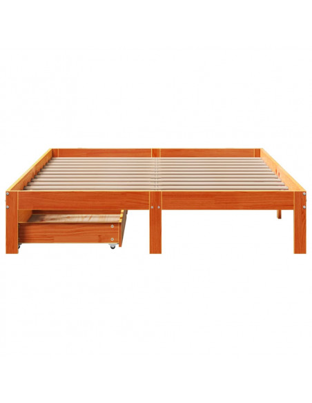 Giroletto Cassetti Marrone Cera 140x200 cm Legno Massello Pino