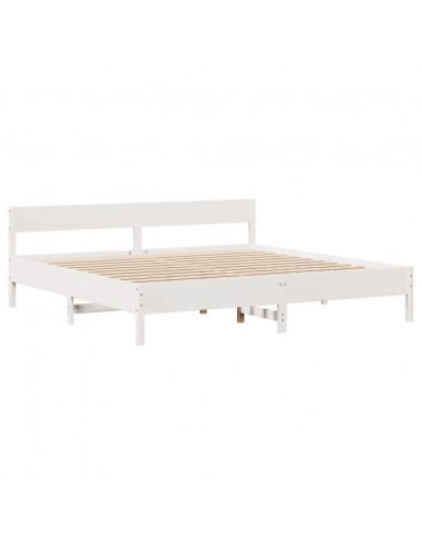 Giroletto senza Materasso Bianco 200x200 cm Legno Massello Pino