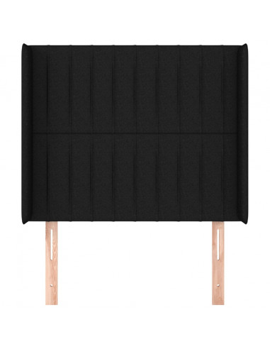 Testiera ad Orecchio Nera 83x16x118/128 cm in Tessuto