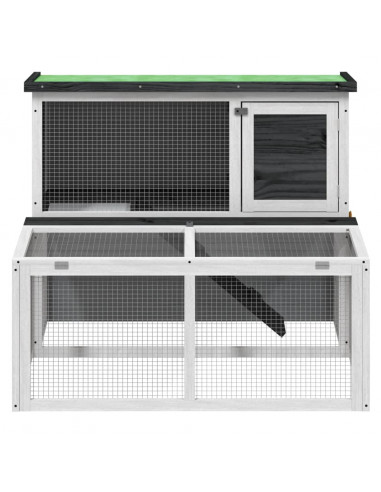 Conigliera Grigia 102x90x84,5 cm in Legno Massello di Pino